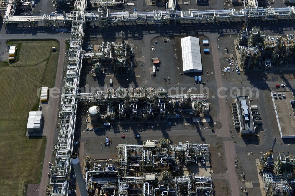 Leuna from above - View at the TOTAL refinery in central Germany in Leuna in the federal state of Saxony-Anhalt. The TOTAL refinery chemical site Leuna is one of the most modern refineries in Europe