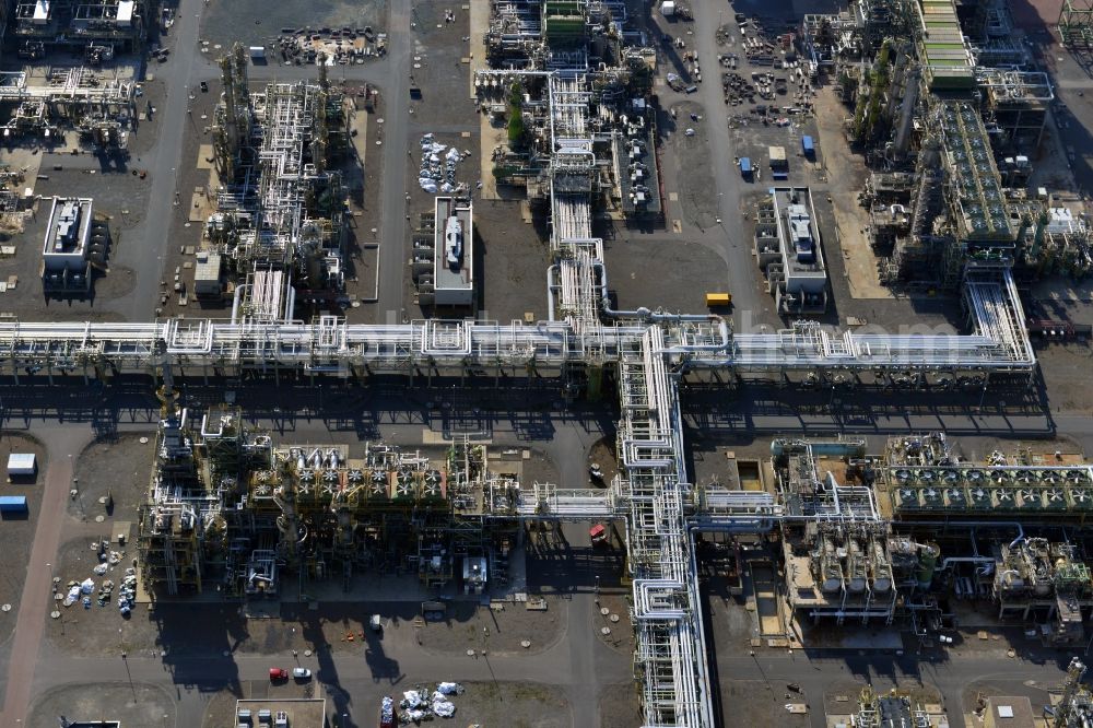 Aerial image Leuna - View at the TOTAL refinery in central Germany in Leuna in the federal state of Saxony-Anhalt. The TOTAL refinery chemical site Leuna is one of the most modern refineries in Europe