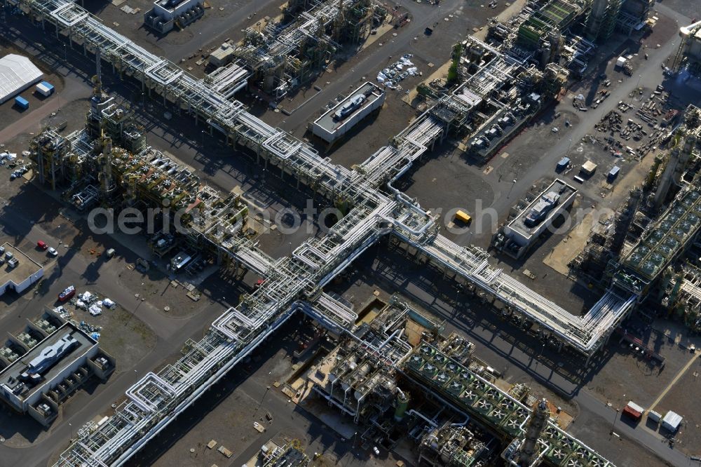 Aerial photograph Leuna - View at the TOTAL refinery in central Germany in Leuna in the federal state of Saxony-Anhalt. The TOTAL refinery chemical site Leuna is one of the most modern refineries in Europe