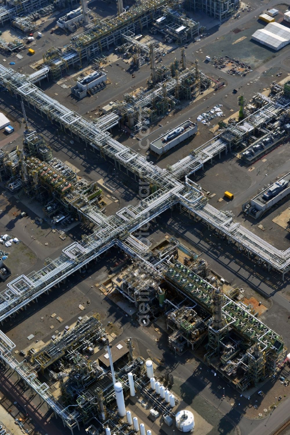 Leuna from above - View at the TOTAL refinery in central Germany in Leuna in the federal state of Saxony-Anhalt. The TOTAL refinery chemical site Leuna is one of the most modern refineries in Europe