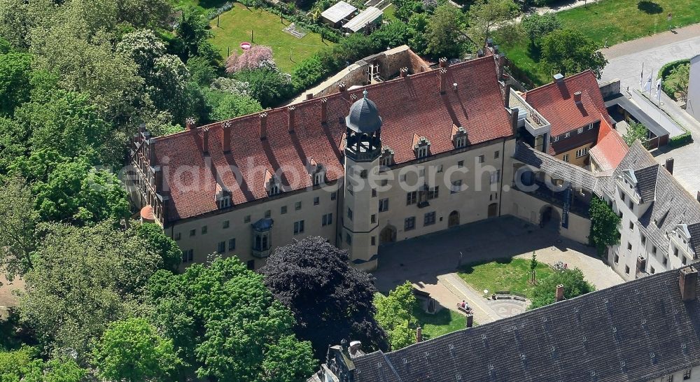 Aerial image Lutherstadt Wittenberg - Tourist attraction and sightseeing Augusteum and Lutherhaus in Lutherstadt Wittenberg in the state Saxony-Anhalt, Germany