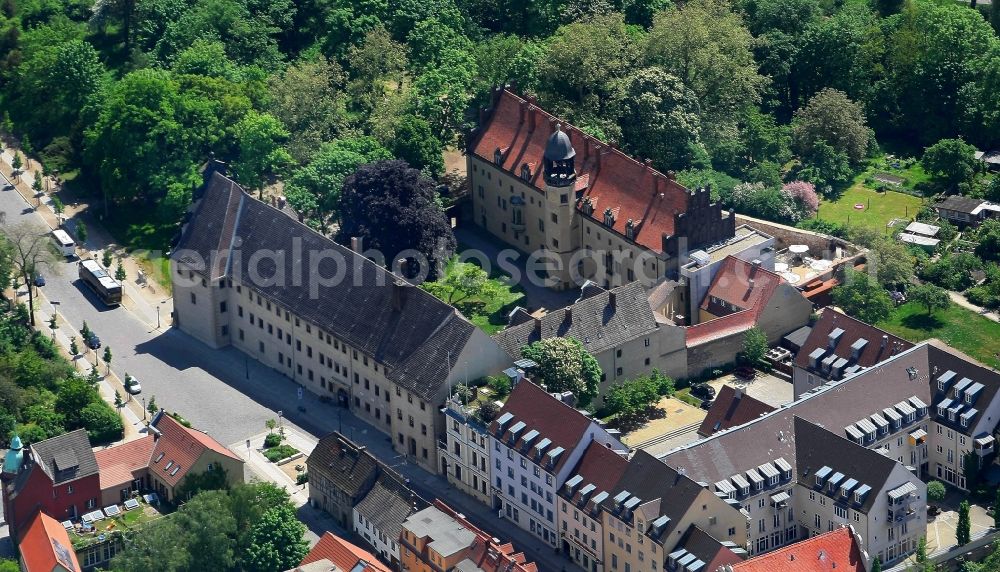 Aerial photograph Lutherstadt Wittenberg - Tourist attraction and sightseeing Augusteum and Lutherhaus in Lutherstadt Wittenberg in the state Saxony-Anhalt, Germany