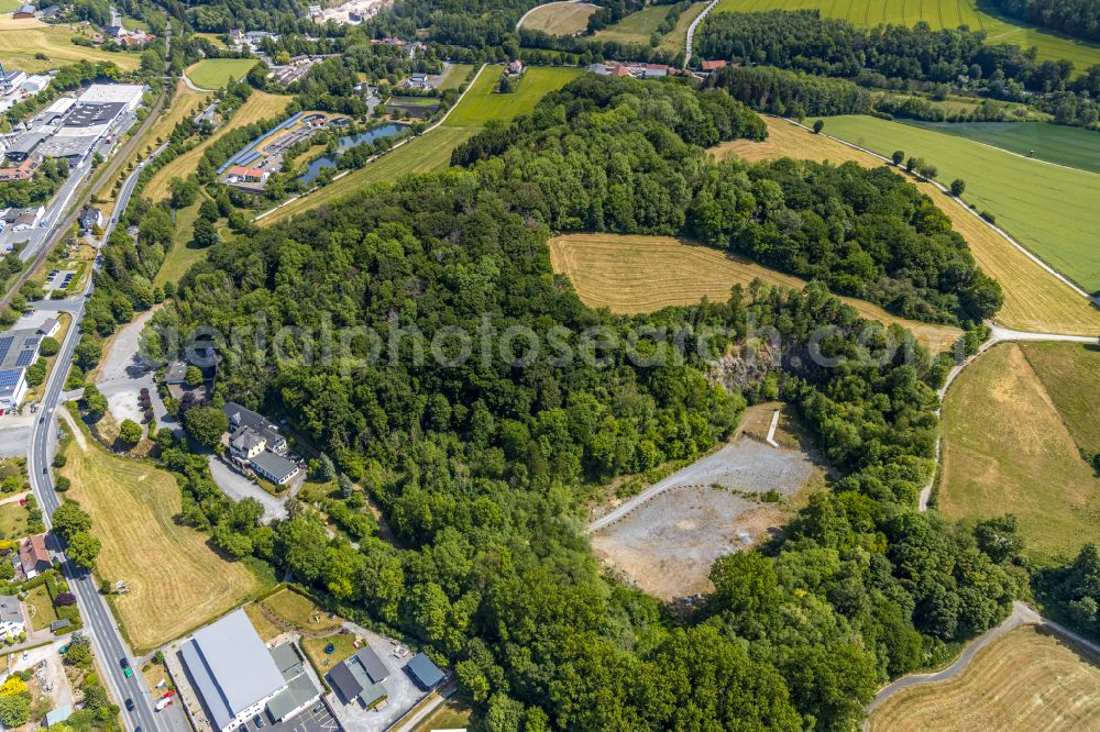 Balve from the bird's eye view: Tourist attraction and sightseeing Balver Hoehle in the district Helle in Balve in the state North Rhine-Westphalia, Germany