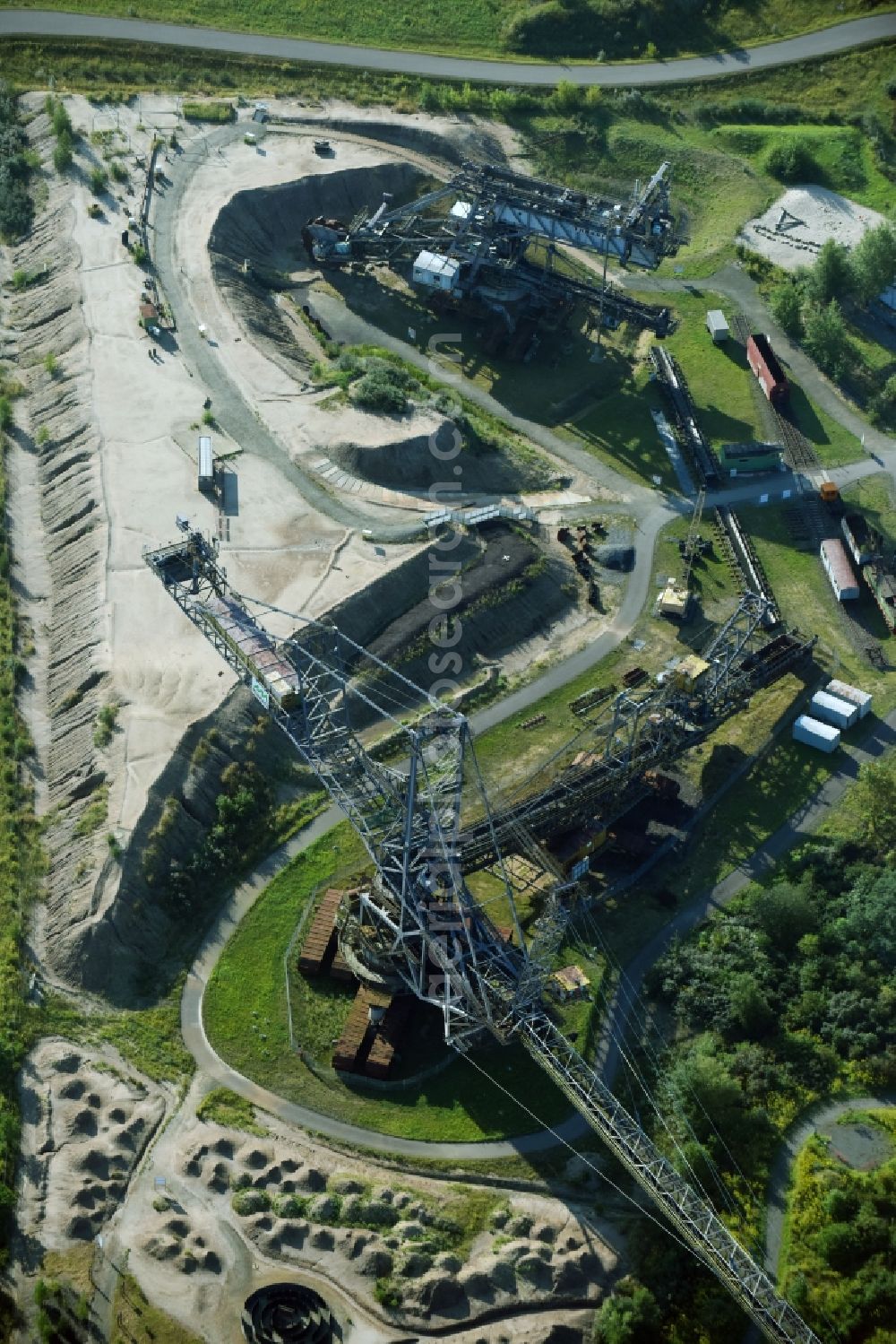 Markkleeberg from above - Tourist attraction and sightseeing of Bergbau-Technik-Park Am Westufer in Markkleeberg in the state Saxony, Germany