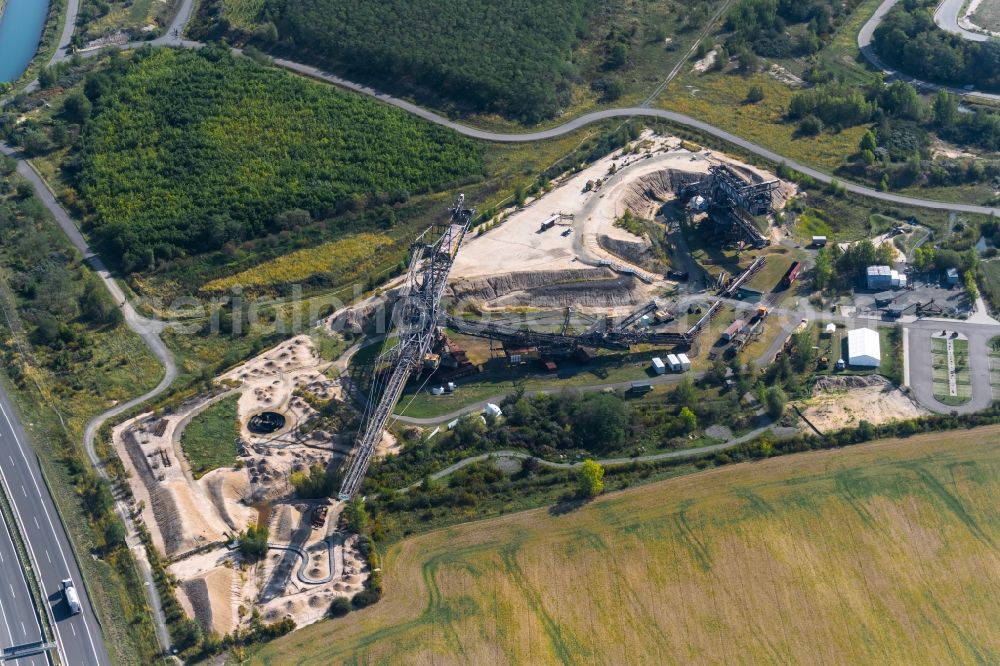 Markkleeberg from above - Tourist attraction and sightseeing of Bergbau-Technik-Park Am Westufer in Markkleeberg in the state Saxony, Germany