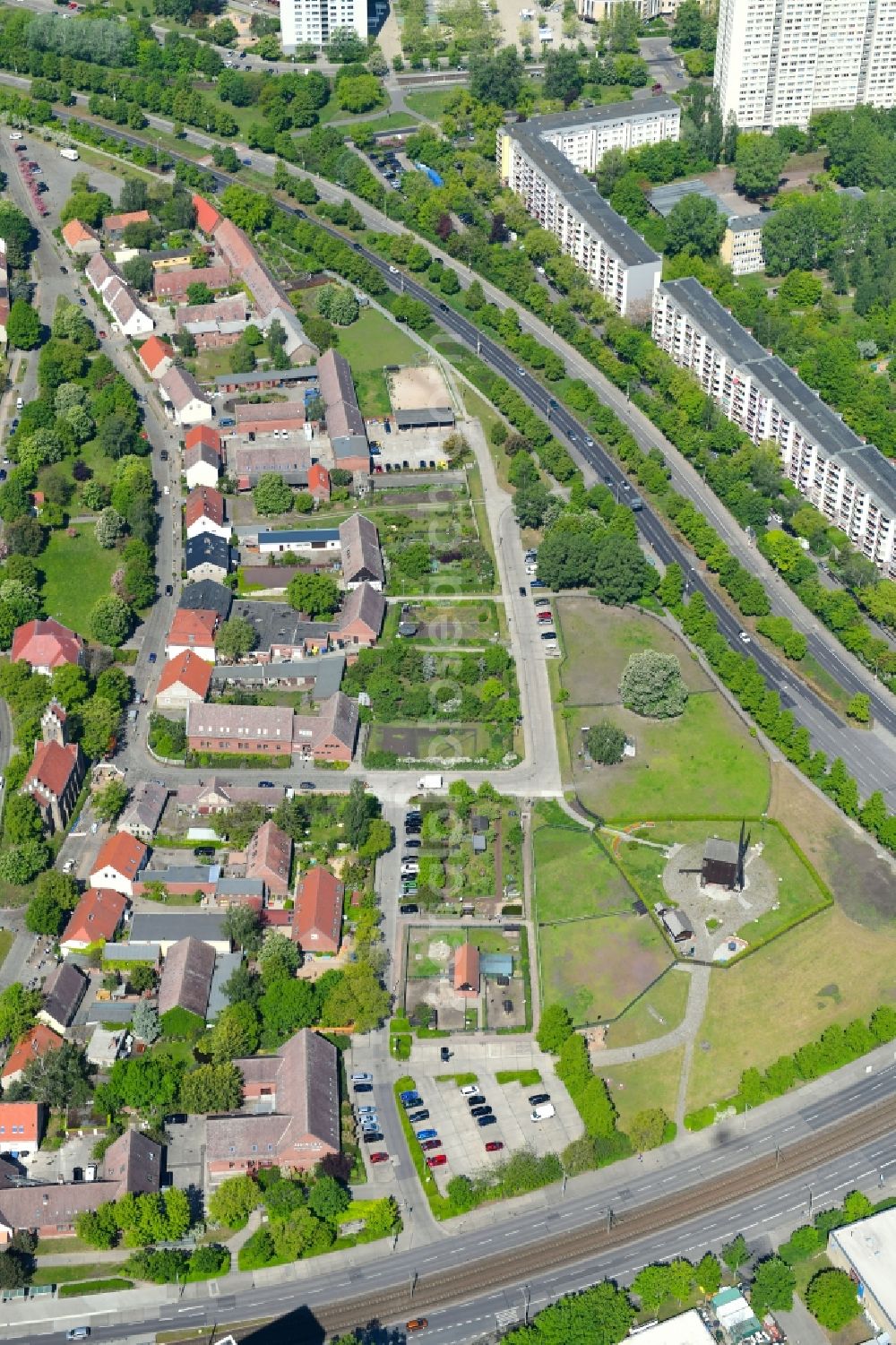 Aerial image Berlin - Tourist attraction and sightseeing of Alt-Marzahn in the district Marzahn in Berlin, Germany