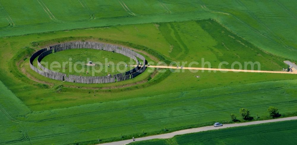 Aerial photograph Goseck - Tourist attraction and sightseeing Sonnenobservatorium Goseck in Goseck in the state Saxony-Anhalt, Germany