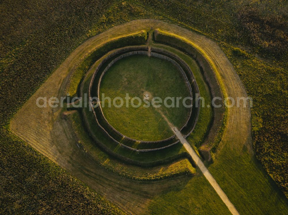 Aerial photograph Goseck - Tourist attraction and sightseeing Sonnenobservatorium Goseck in Goseck in the state Saxony-Anhalt, Germany