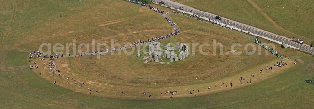 Amesbury from above - Tourist attraction and sightseeing Stonehenge in Amesbury in England, United Kingdom