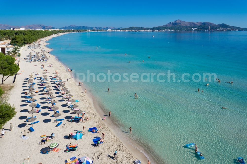 Aerial photograph Can Picafort - Beach of Can Picafort on the Mediterranean coast of the Spanish Balearic island of Mallorca in Spain