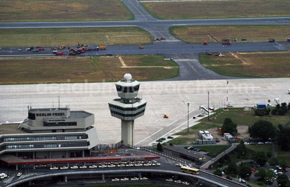 Aerial photograph Berlin - Tower of the German Air Traffic Control DFS at Berlin Tegel Airport TXL