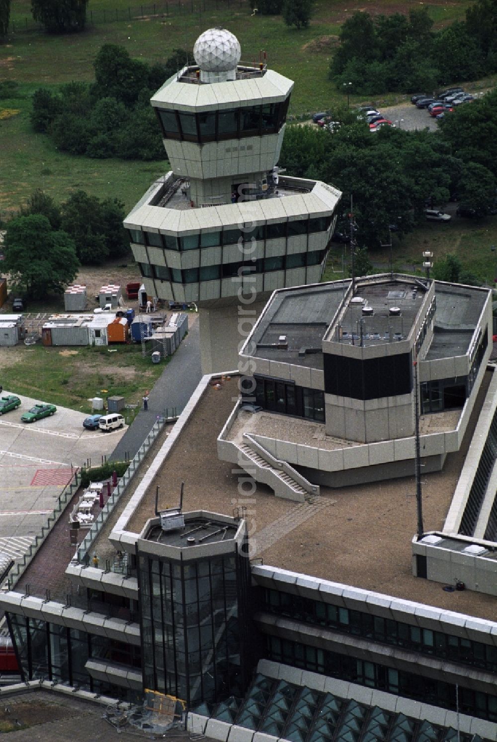 Berlin from the bird's eye view: Tower of the German Air Traffic Control DFS at Berlin Tegel Airport TXL