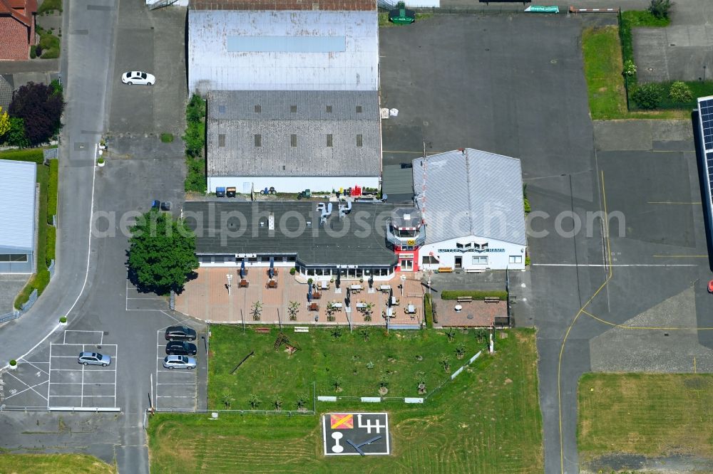 Aerial photograph Hamm - Tower of airfield in the district Heessen in Hamm at Ruhrgebiet in the state North Rhine-Westphalia, Germany