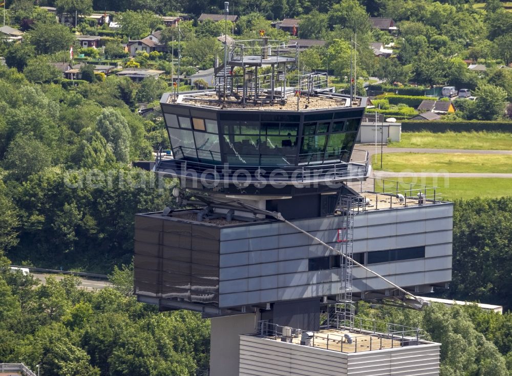 Aerial photograph Düsseldorf - The air traffic control tower of Dusseldorf International Airport in the state of North Rhine-Westphalia