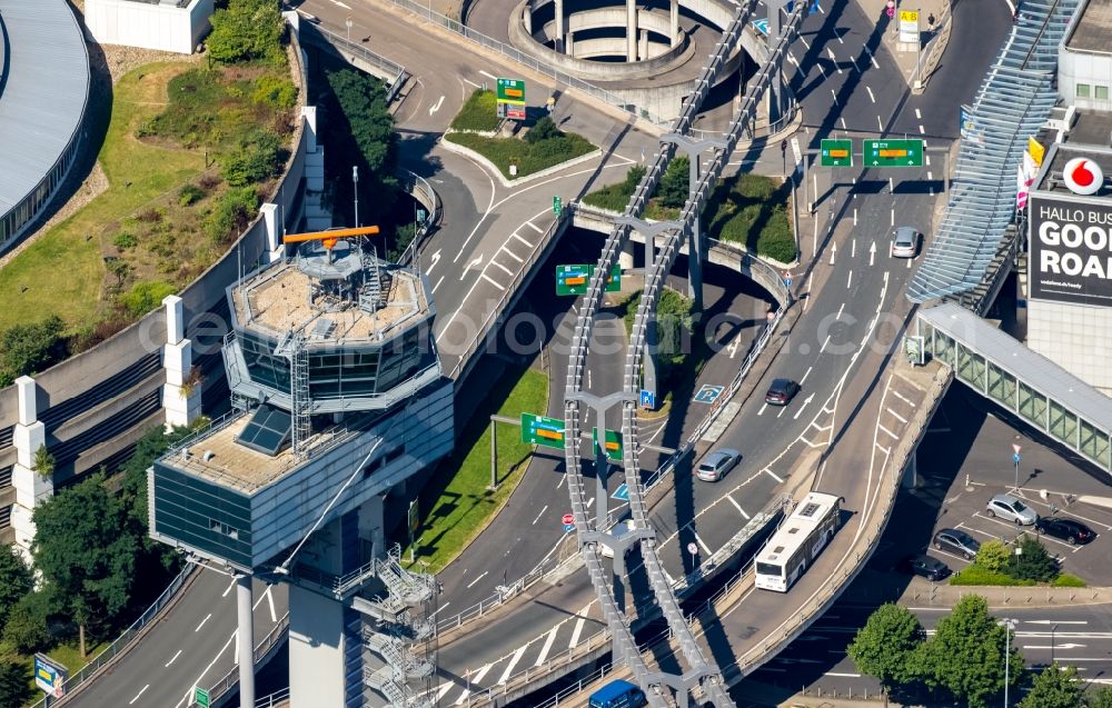 Aerial photograph Düsseldorf - The air traffic control tower of Dusseldorf International Airport in the state of North Rhine-Westphalia