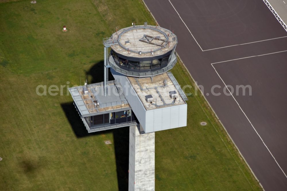 Schönefeld from above - Tower on the runways of the airport BER in Schoenefeld in the state Brandenburg, Germany