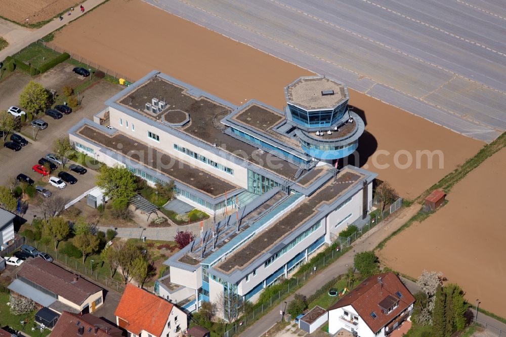 Aerial image Filderstadt - Tower on the runways of the Stuttgart airport in the district Bernhausen in Filderstadt in the state Baden-Wuerttemberg, Germany