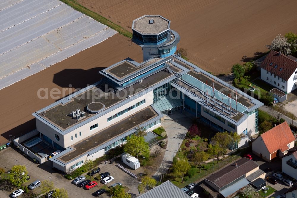 Aerial photograph Filderstadt - Tower on the runways of the Stuttgart airport in the district Bernhausen in Filderstadt in the state Baden-Wuerttemberg, Germany