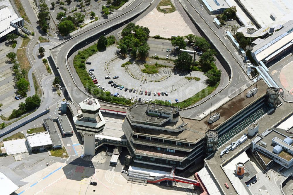 Berlin from above - Tower of the decommissioned airport in the district of Tegel in Berlin, Germany