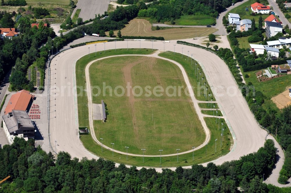 Pfaffenhofen from the bird's eye view: View of the harness racing track Hopfenmeile in Pfaffenhofen in the state Bavaria