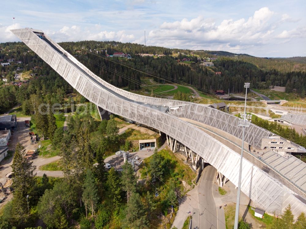 Aerial photograph Oslo - Training and competitive sports center of the ski jump Holmenkollbakken in Oslo in Norway