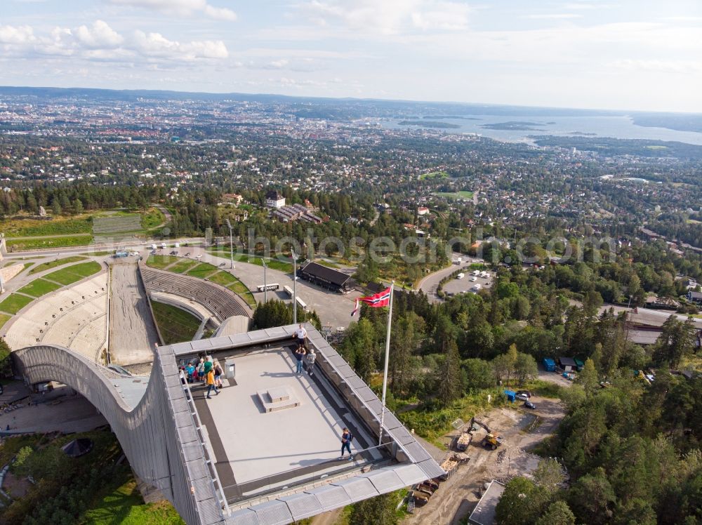 Aerial image Oslo - Training and competitive sports center of the ski jump Holmenkollbakken in Oslo in Norway