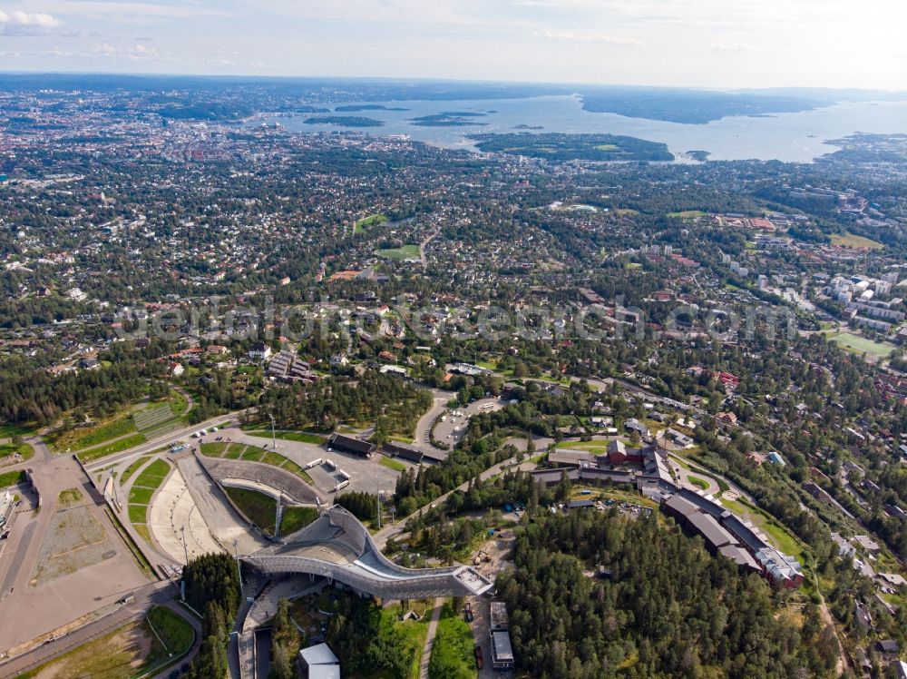 Aerial image Oslo - Training and competitive sports center of the ski jump Holmenkollbakken in Oslo in Norway