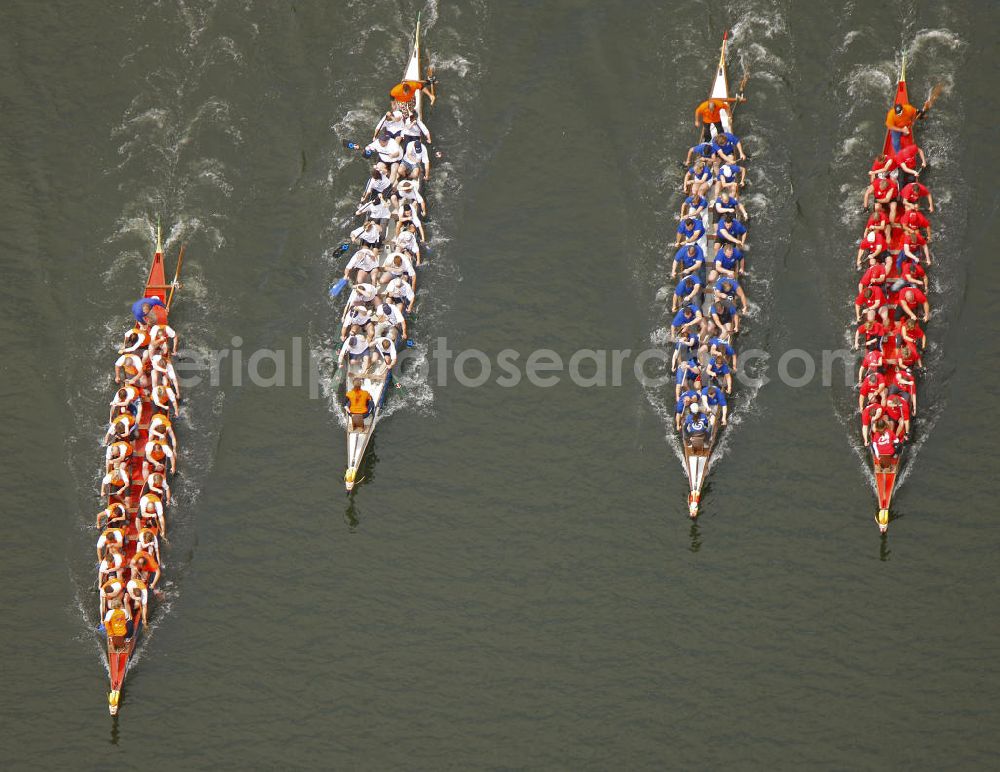 Aerial photograph Witten - Blick auf ein Trainingscamp für Drachenbootrennen auf der Ruhr. The training camp for dragon boat races on the Ruhr.