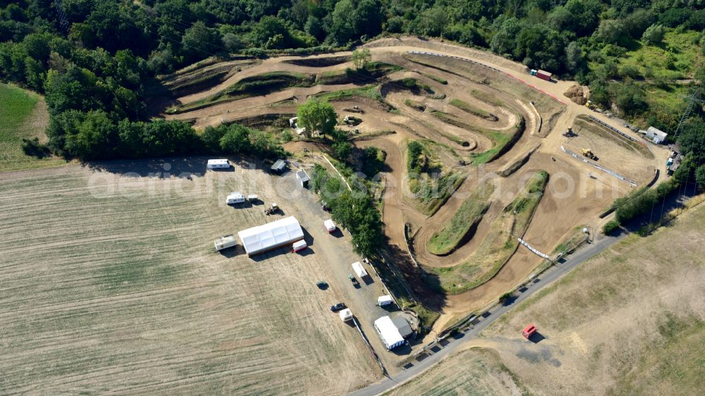 Aerial photograph Kasbach-Ohlenberg - Training grounds of the Moto Cross Club Ohlenberg e.V. in Kasbach-Ohlenberg in the state Rhineland-Palatinate, Germany