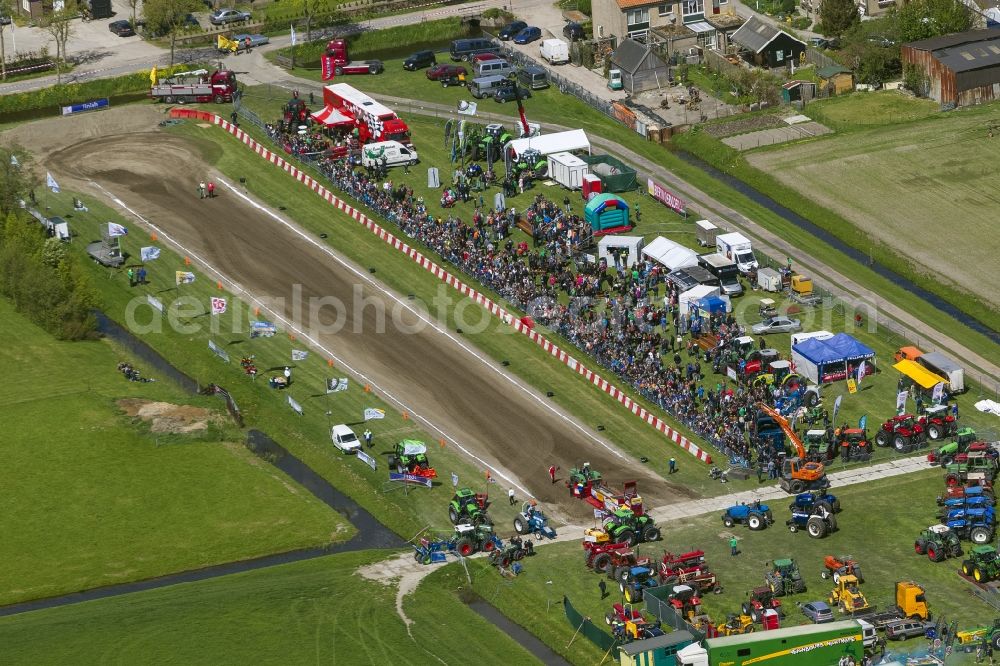 Aerial image Hensbroek - Tractor pulling hard in Hensbroek in North Holland Holland / Netherlands