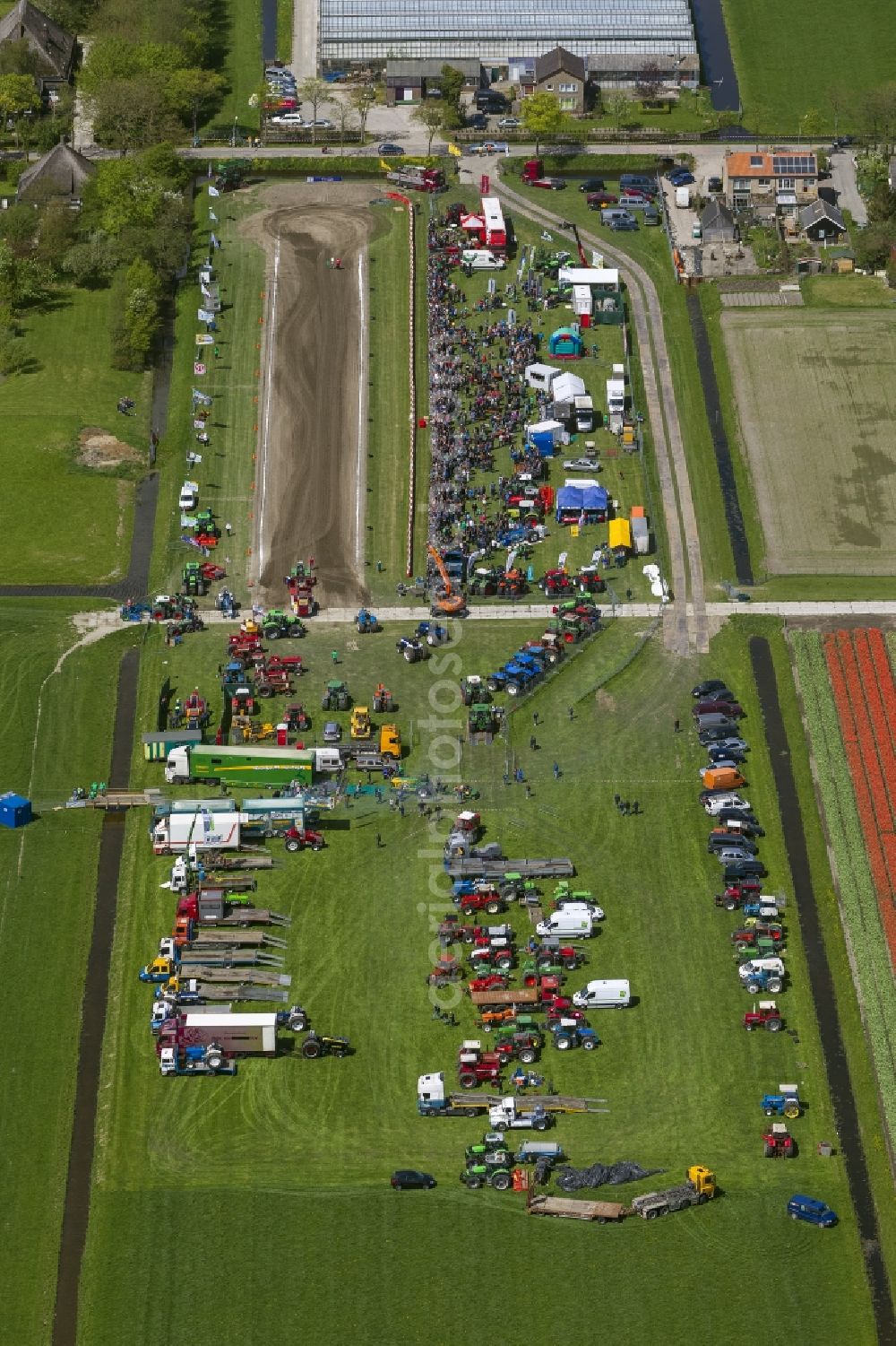 Aerial photograph Hensbroek - Tractor pulling hard in Hensbroek in North Holland Holland / Netherlands