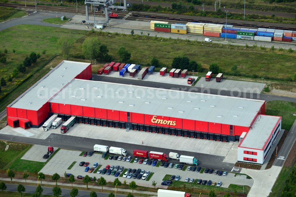 Aerial photograph Großbeeren - Company of transport and logistics services of the family business in Emons with a branch in Großbeeren in Brandenburg