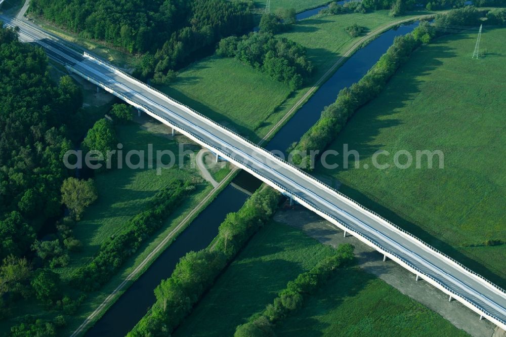 Aerial photograph Grabow - Highway- bridge Eldebruecke on federal- motorway BAB A14 in Fresenbruegge in the state Mecklenburg - Western Pomerania