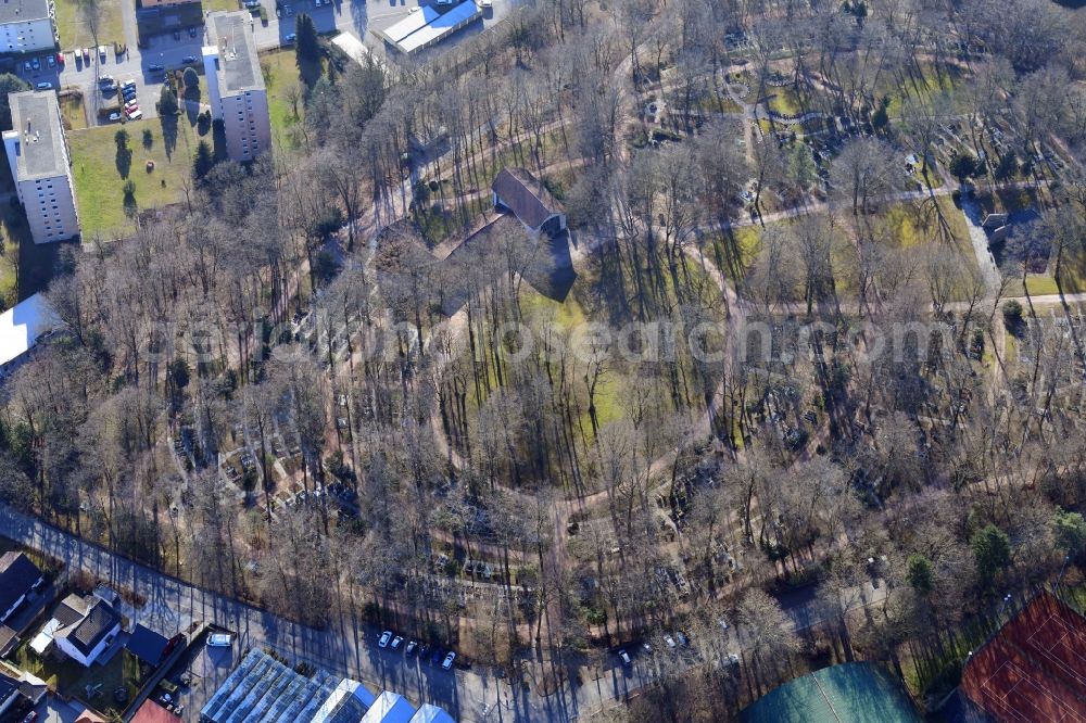 Aerial image Bad Säckingen - Funeral hall for burial in the grounds of the cemetery in Bad Saeckingen in the state Baden-Wurttemberg, Germany