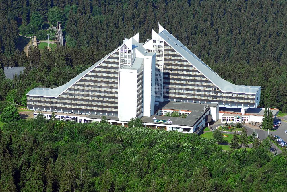 Aerial photograph Oberhof - Blick auf das Treff Hotel Panorama Oberhof in der Theodor-Neubauer-Straße 29 in 98559 Oberhof Telefon: (03 68 42) 5 00 Telefax: (03 68 42) 2 25 54