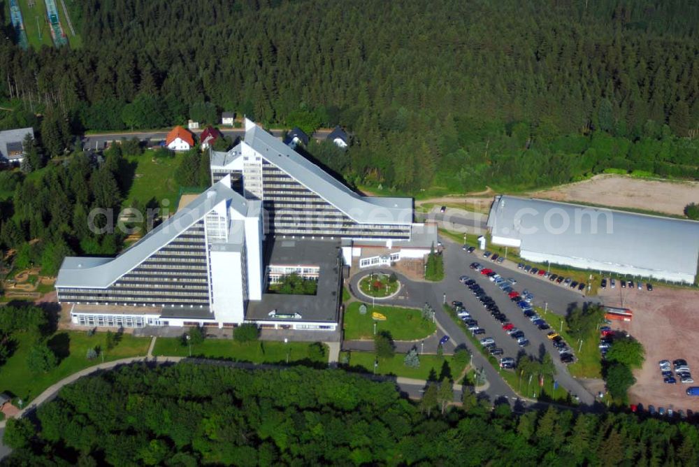 Aerial image Oberhof - Blick auf das Treff Hotel Panorama Oberhof in der Theodor-Neubauer-Straße 29 in 98559 Oberhof Telefon: (03 68 42) 5 00 Telefax: (03 68 42) 2 25 54