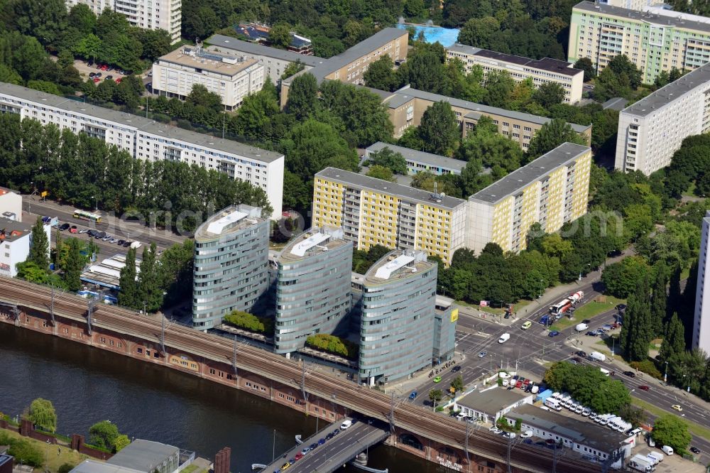 Berlin from above - The office building Trias-Tower at the Holzmarktstrasse in Berlin Mitte is the head office of the BVG