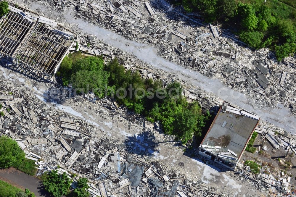 Aerial photograph Schönow - Rubble remains of the demolished building ruins of former NVA of the GDR properties at Schoenow in Brandenburg