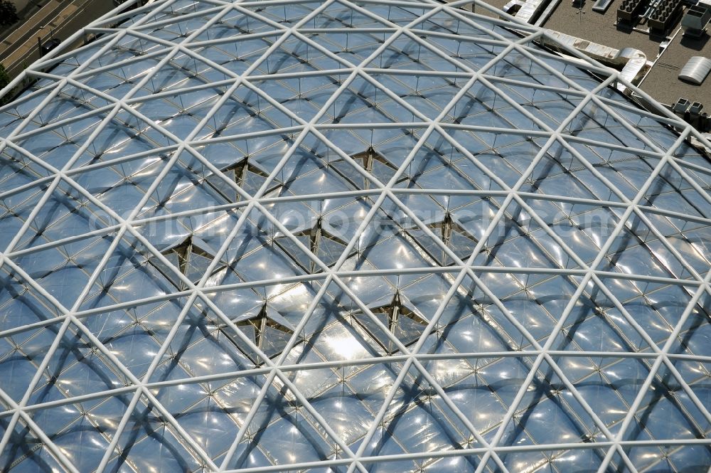 Leipzig from the bird's eye view: View of the new construction of the giant tropical hall Gondwanaland in the Leipzig Zoo