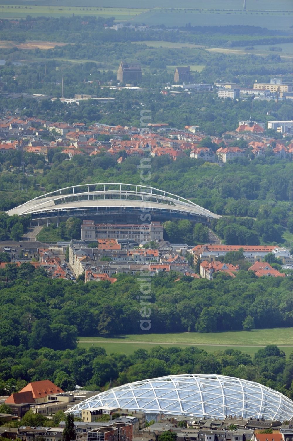 Aerial photograph Leipzig - View of the new construction of the giant tropical hall Gondwanaland in the Leipzig Zoo