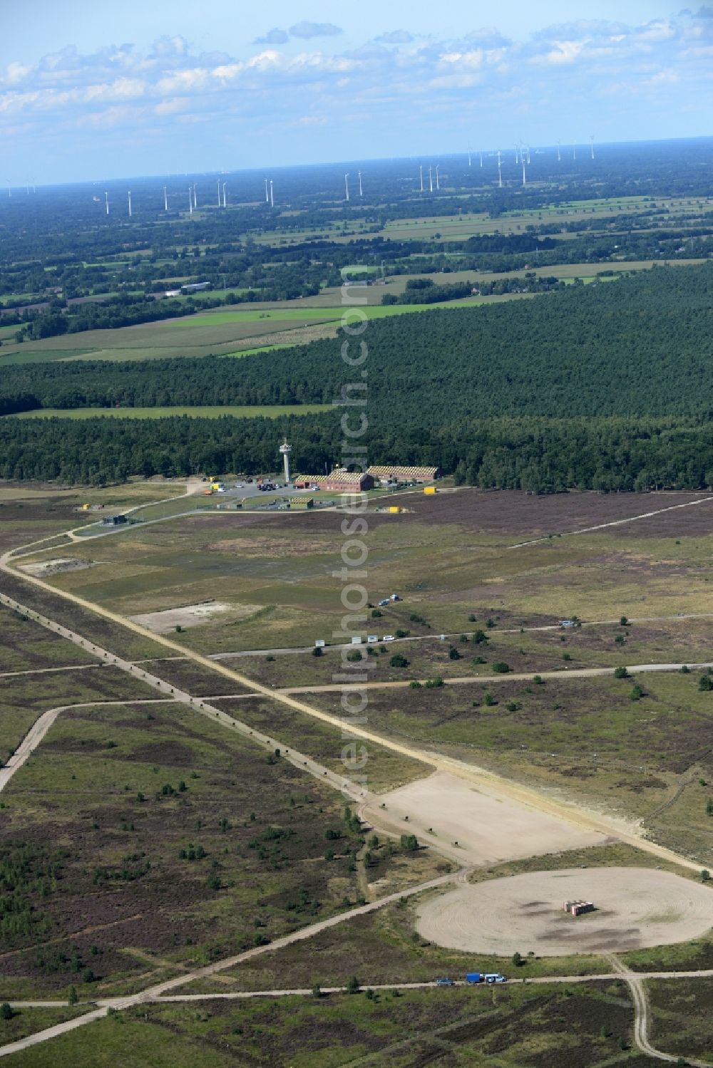 Aerial image Nordhorn - View on the military training area for air and ground firing practice in Nordhorn in the state Lower Saxony