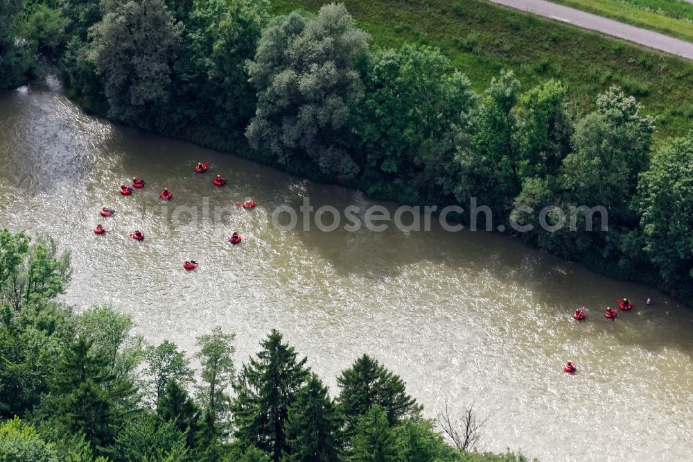 Aerial photograph Pullach im Isartal - Tubin on the Isar in Pullach im Isartal in the state Bavaria, Germany