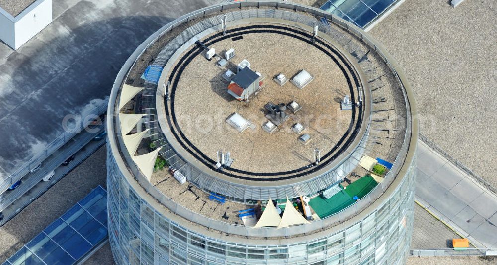 Aerial image Bernau - Blick auf den Turm der Bahnhofspassagen der Peter Fritz Immobilien GbR mbH in Bernau. View of the tower of the station passages in Bernau.