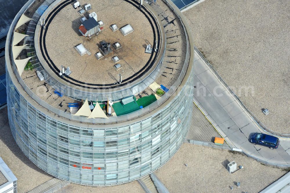 Aerial photograph Bernau - Blick auf den Turm der Bahnhofspassagen der Peter Fritz Immobilien GbR mbH in Bernau. View of the tower of the station passages in Bernau.