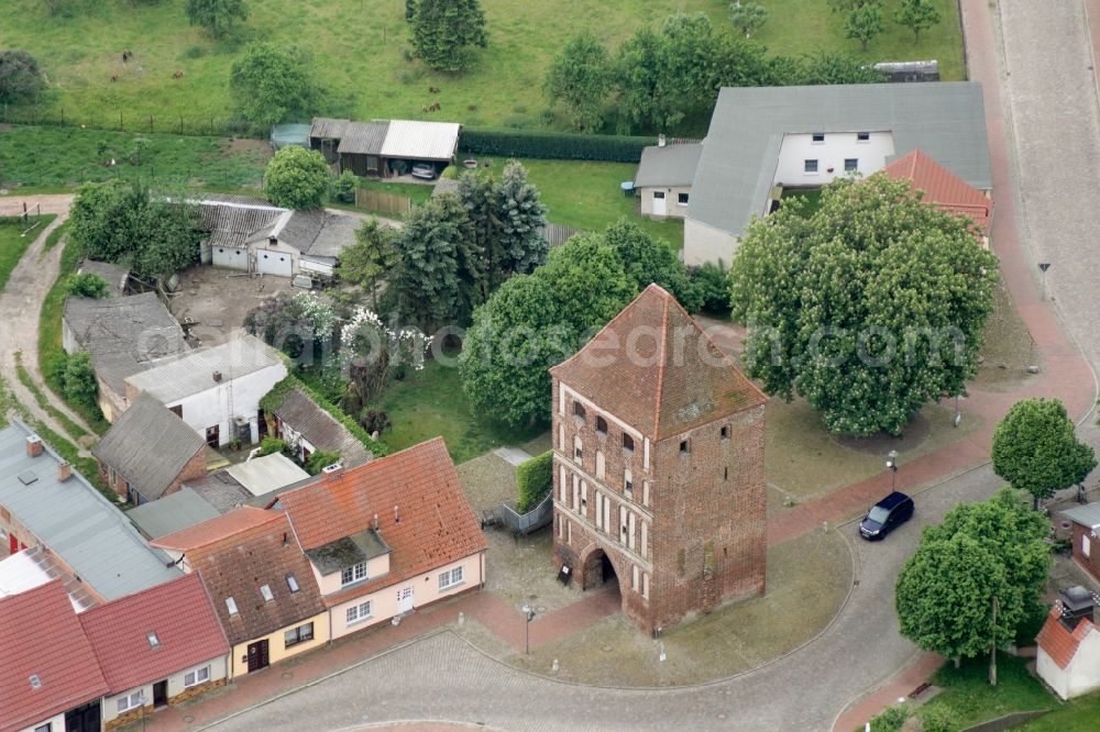 Usedom from above - Tower building aAnklamer Tor in Usedom in the state Mecklenburg - Western Pomerania, Germany