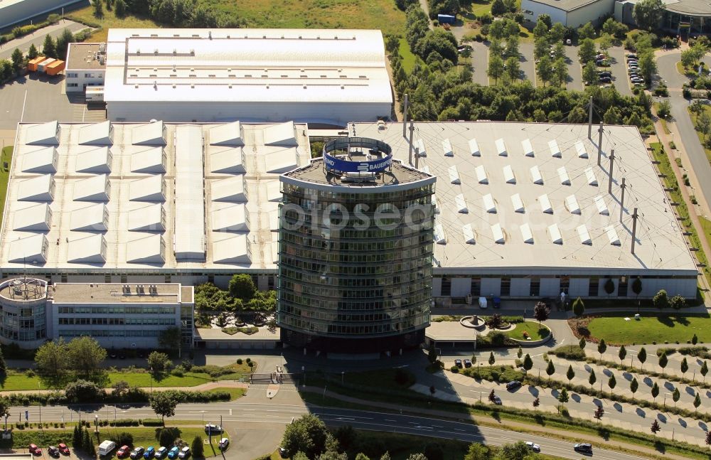 Zeulenroda-Triebes from above - View at the Bauerfeind - tower and the office building of the Bauerfeind AG near Zeulenroda-Triebes in the state of Thuringia