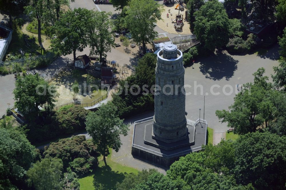 Bochum from the bird's eye view: Tower building of the Bismarck tower - observation tower in Bochum in the state North Rhine-Westphalia