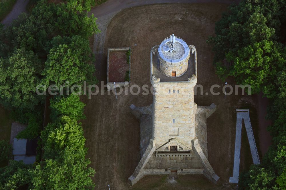 Aerial photograph Glauchau - Tower building of the Bismarck tower - observation tower on street Alte Lungwitzer Strasse in the district Rothenbach in Glauchau in the state Saxony, Germany