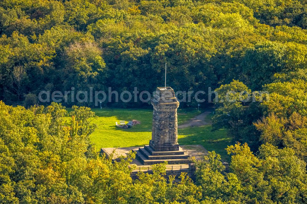 Hagen from the bird's eye view: Tower building of the Bismarck tower - observation tower on street Buntebachstrasse in the district Dahl in Hagen at Ruhrgebiet in the state North Rhine-Westphalia, Germany