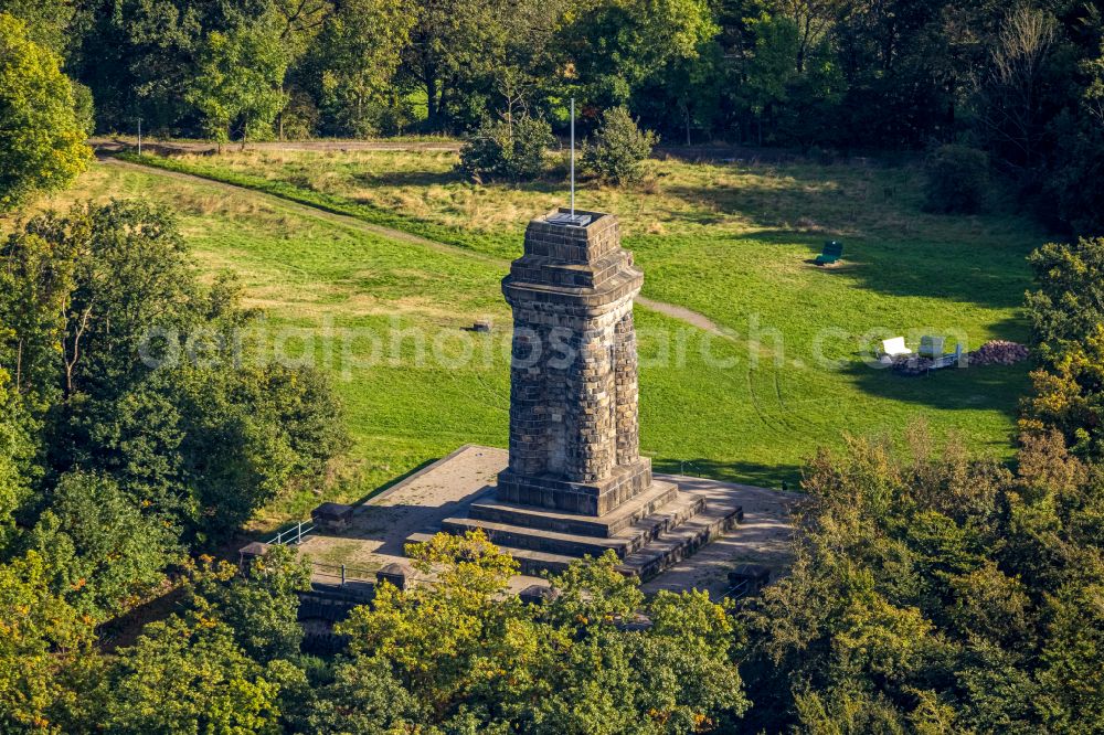 Aerial photograph Hagen - Tower building of the Bismarck tower - observation tower on street Buntebachstrasse in the district Dahl in Hagen at Ruhrgebiet in the state North Rhine-Westphalia, Germany